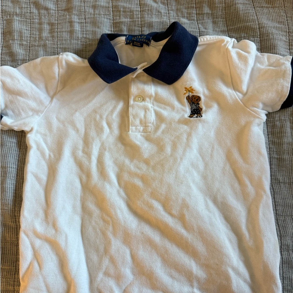 Polo by Ralph Lauren White Shirt with Bear Accents Plus bonus Polo shirt